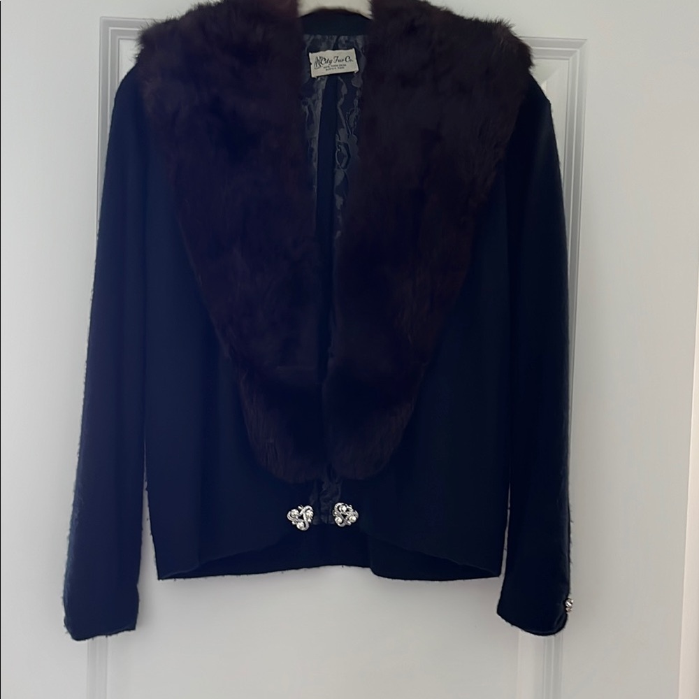 Elegant Black Fur Trim Jacket